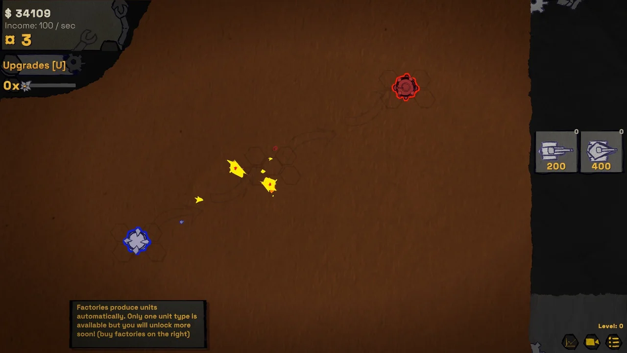 Incremental RTS factory production scaling and defensive logistics setup